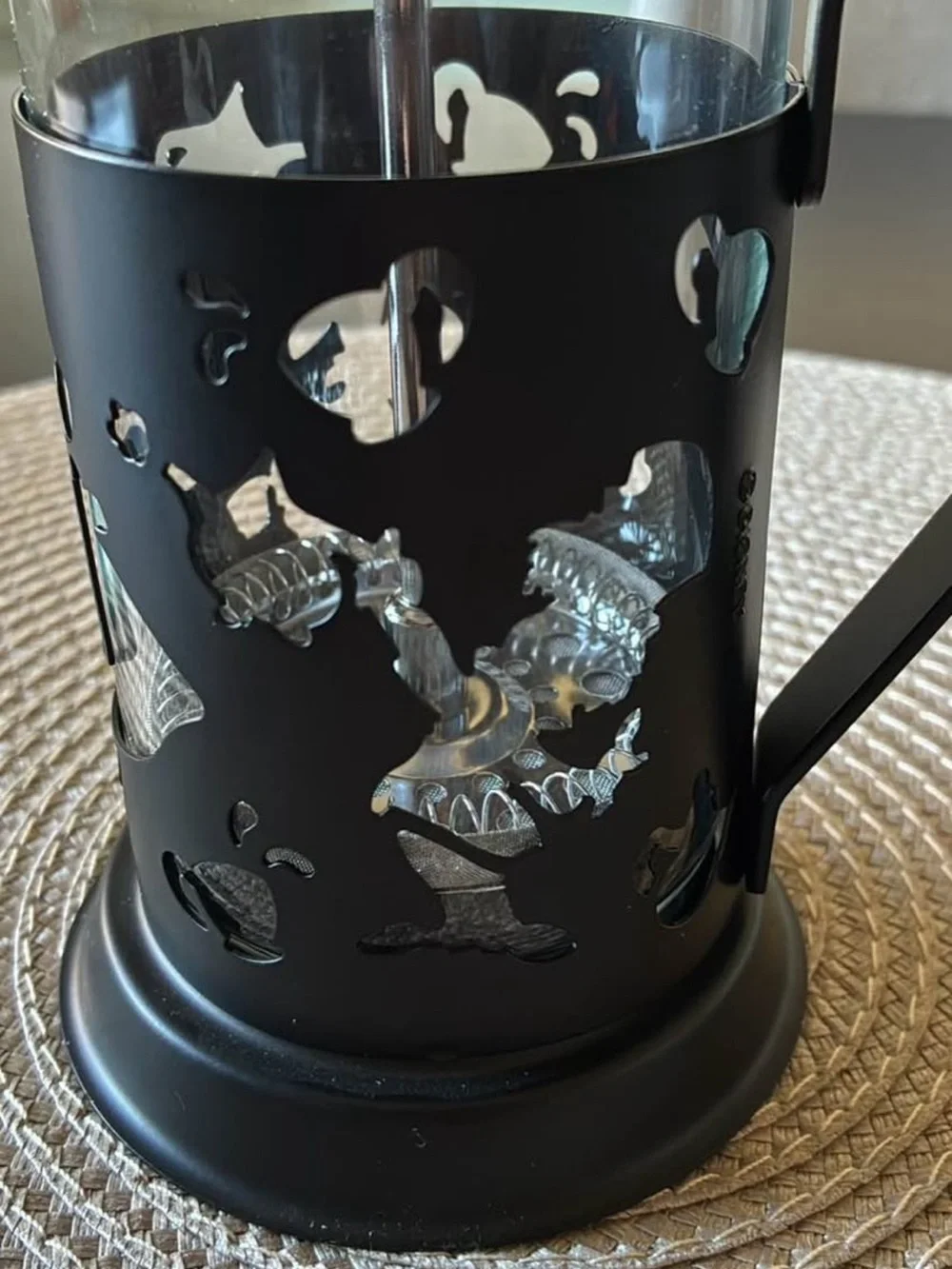 Disney Alice In Wonderland Black Glass French Press